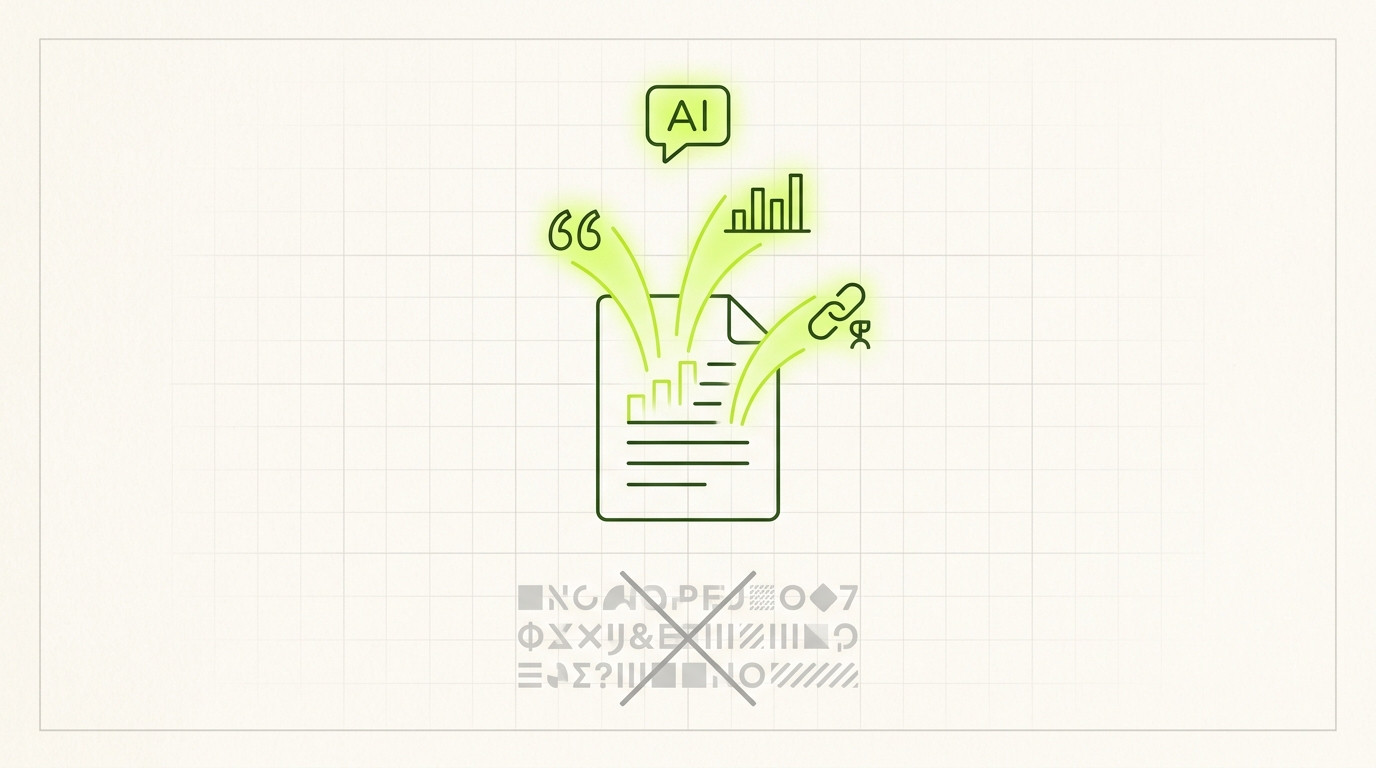 Quotations, statistics and cited sources being lifted from a page into an AI answer