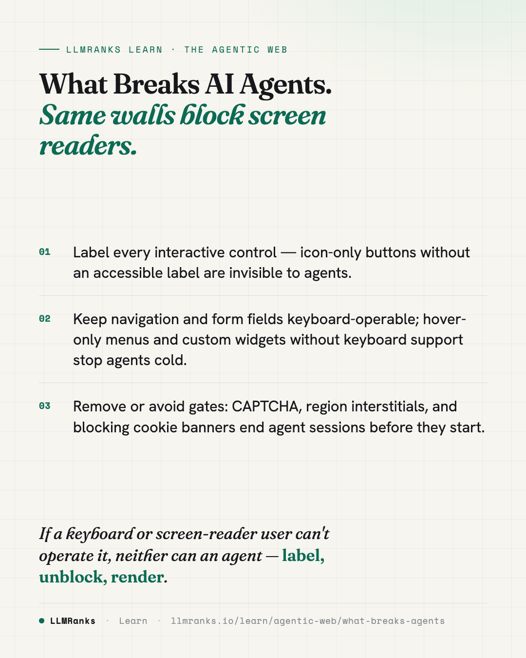 What Breaks AI Agents — key takeaways card