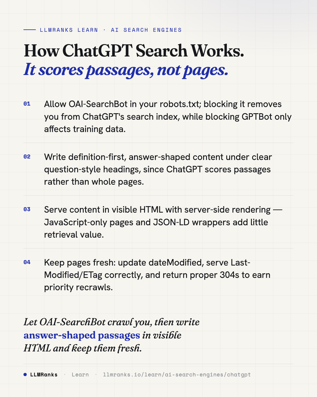 How ChatGPT Search Works — key takeaways card