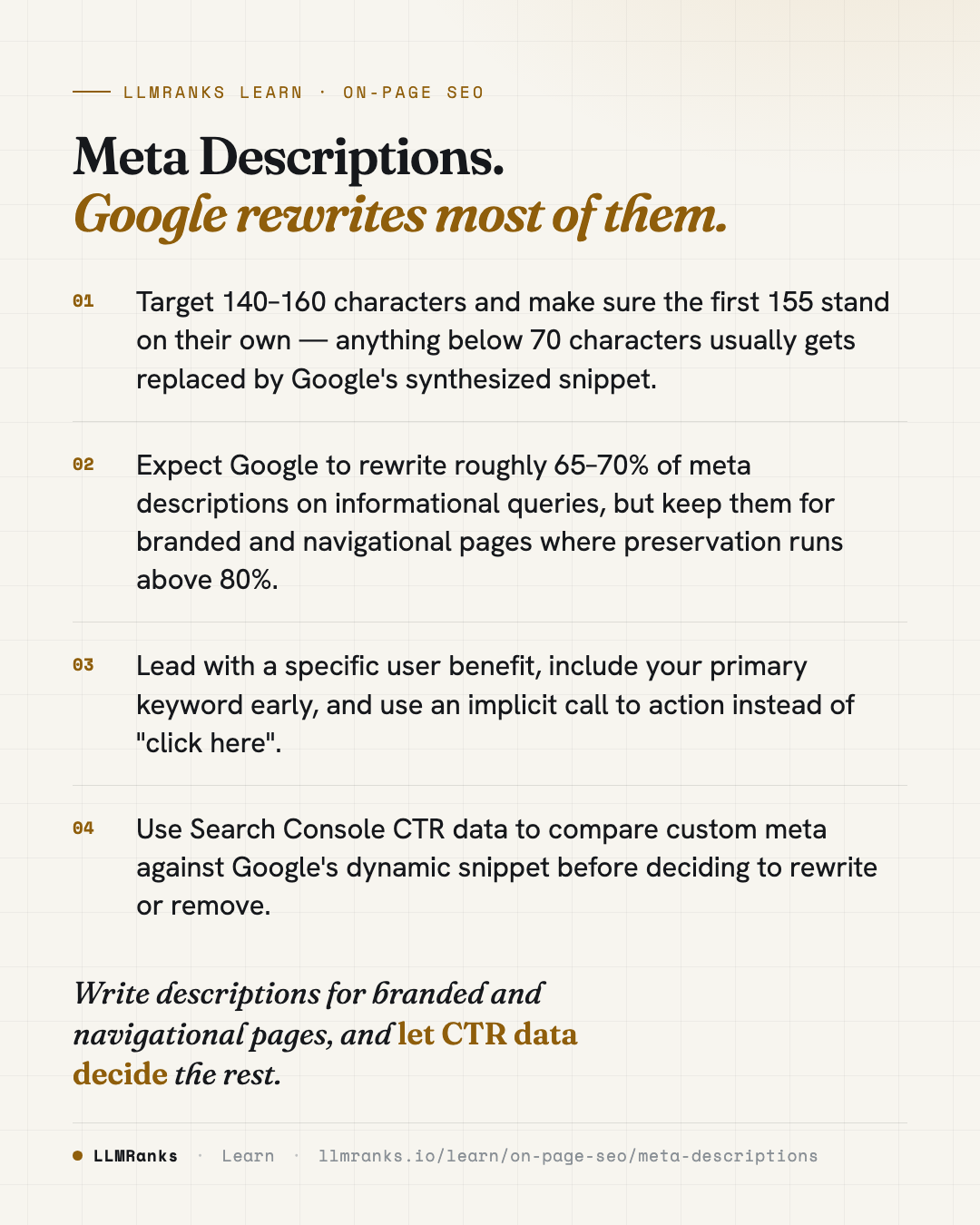Meta Descriptions — key takeaways card
