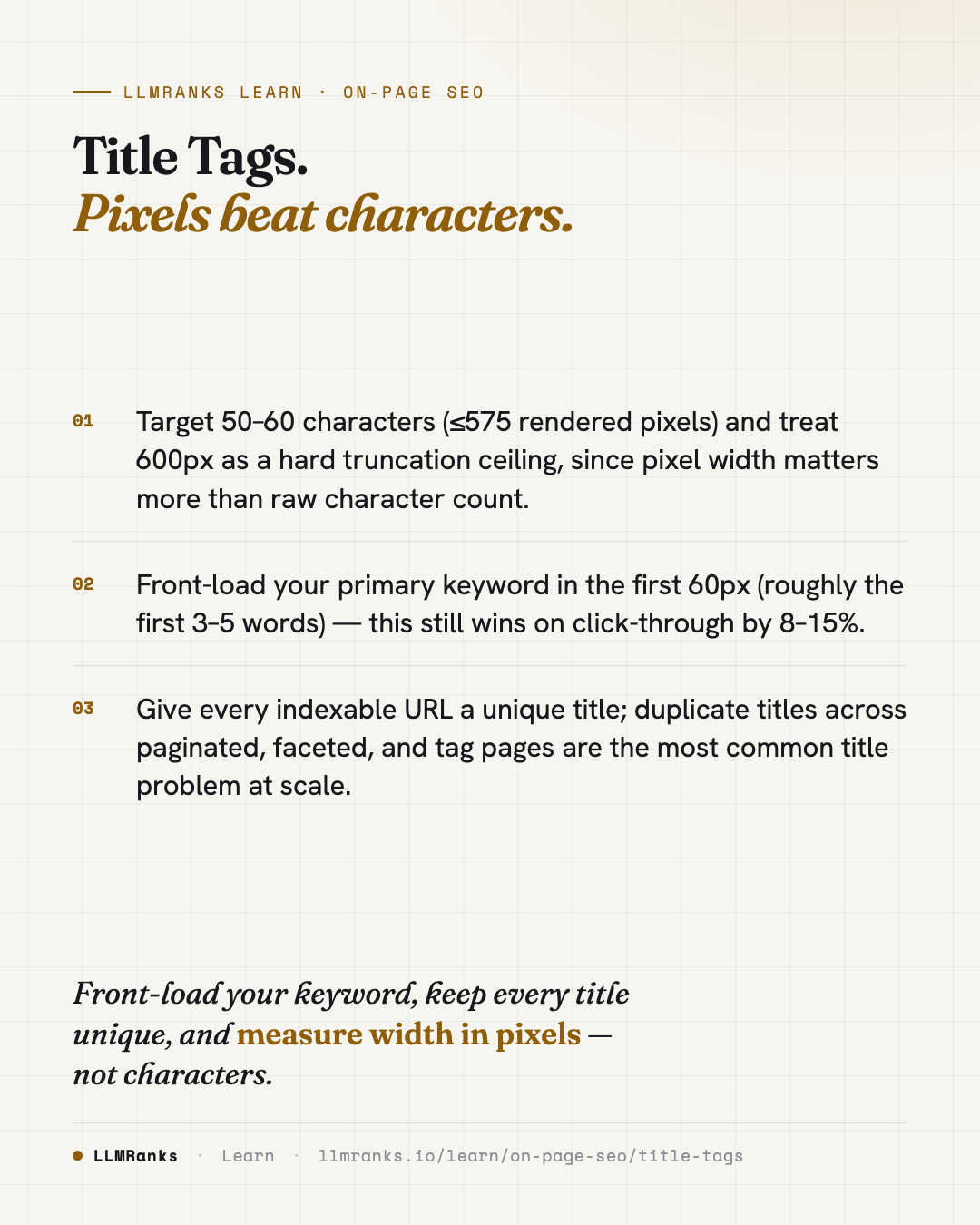 Title Tags — key takeaways card
