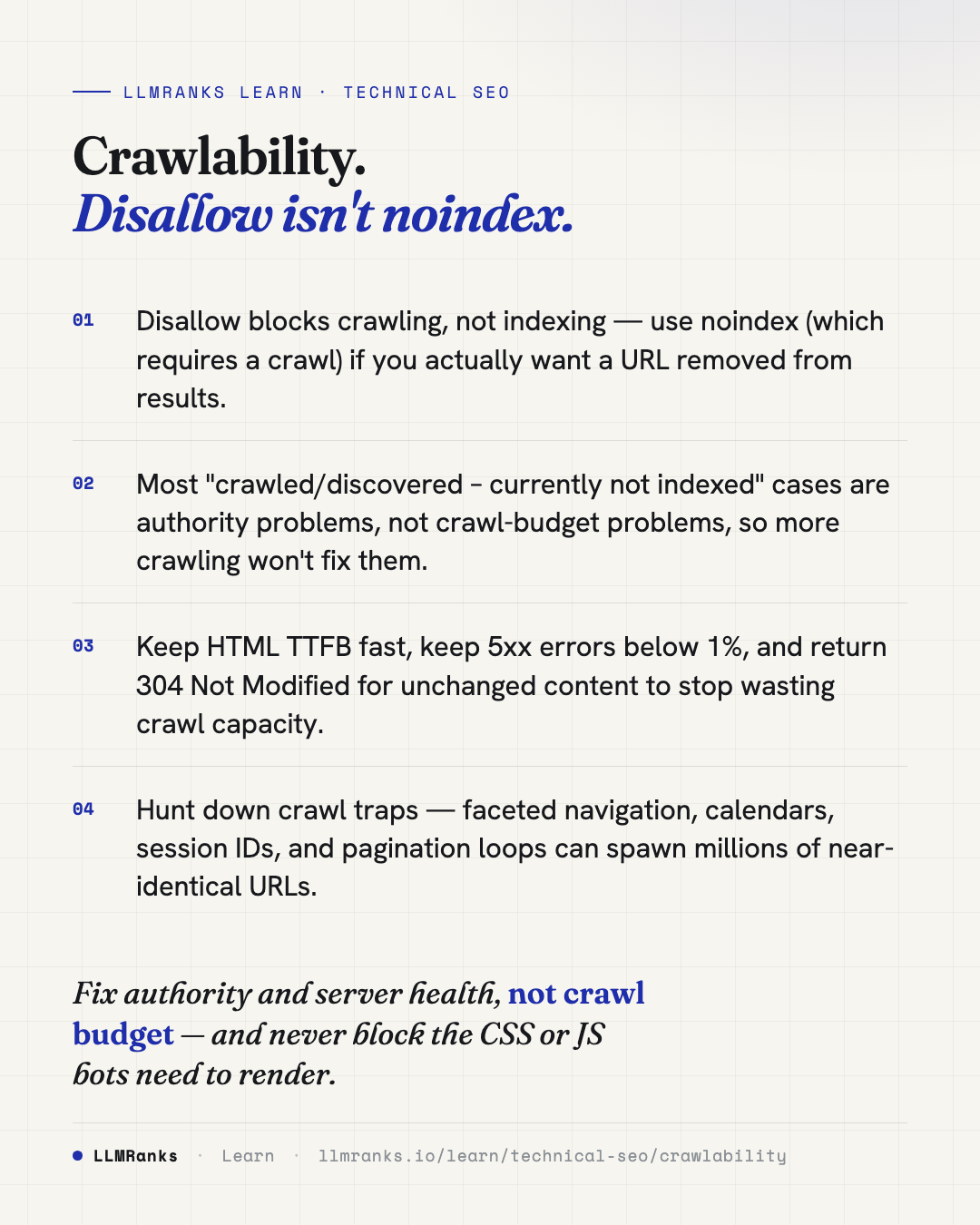 Crawlability — key takeaways card